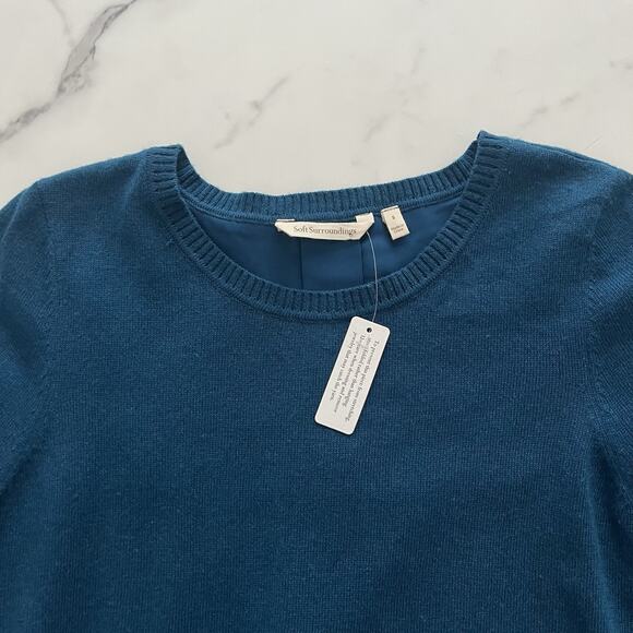 Soft Surroundings Sirena Knit tunic Wool alpaca Sz small Poseidon Blue Preppy - Picture 5 of 10